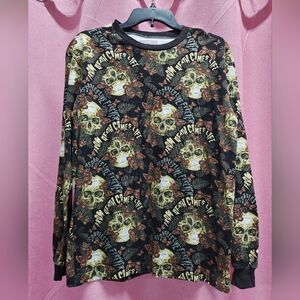 Assholes Live Forever Black and Tan Skull LS Sz M